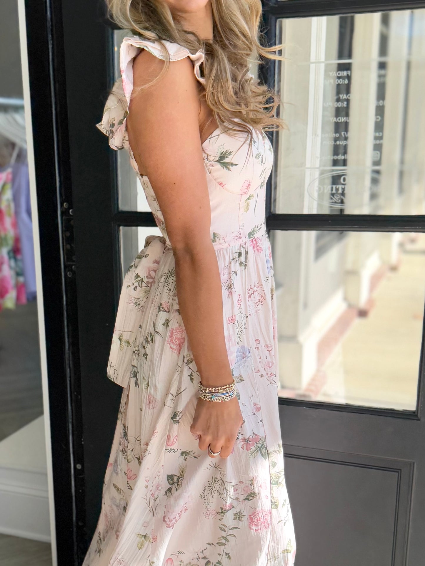 Blush Floral Sweetheart Corset Maxi