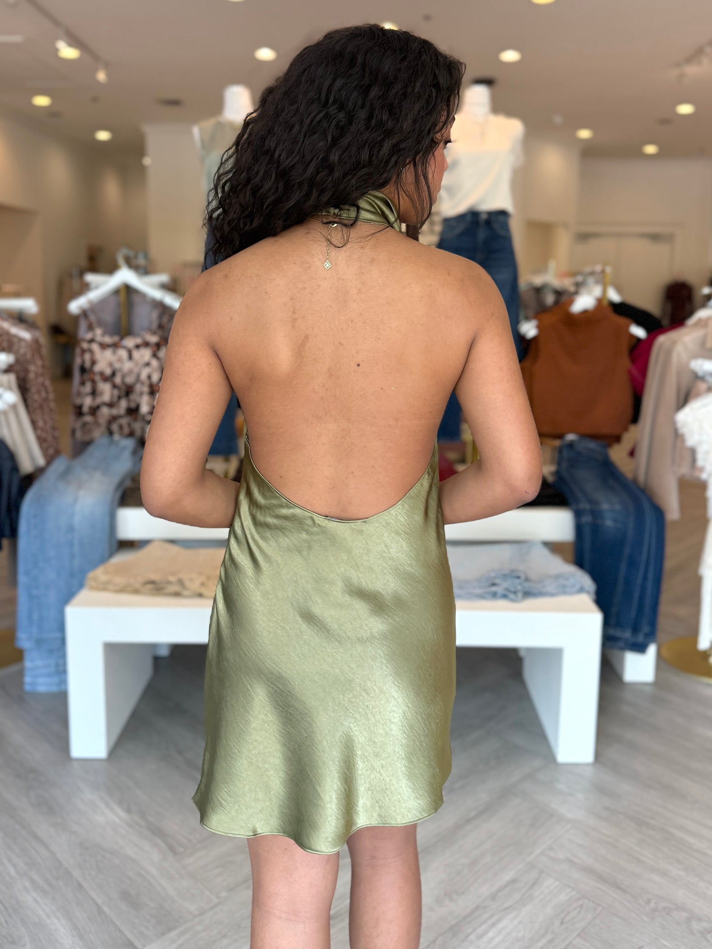 Olive Open Back Halter