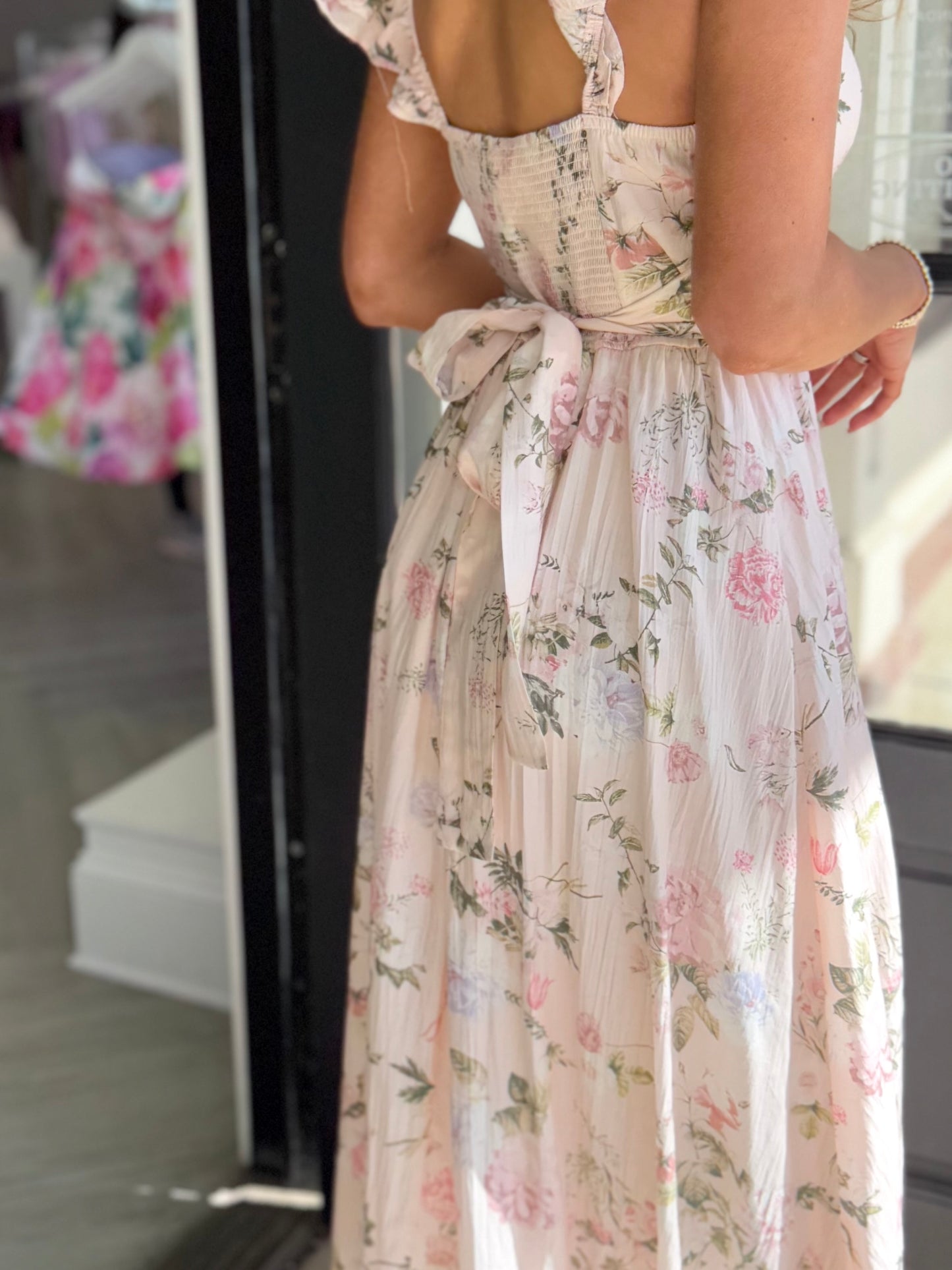 Blush Floral Sweetheart Corset Maxi