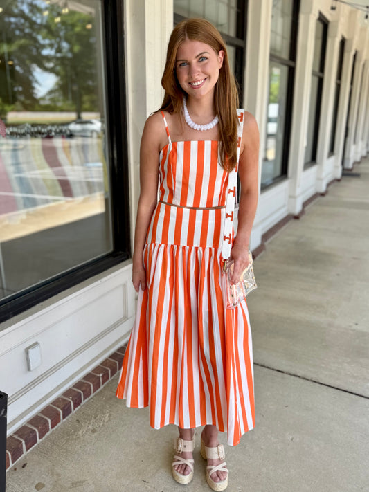 Orange Stripe Crop Top