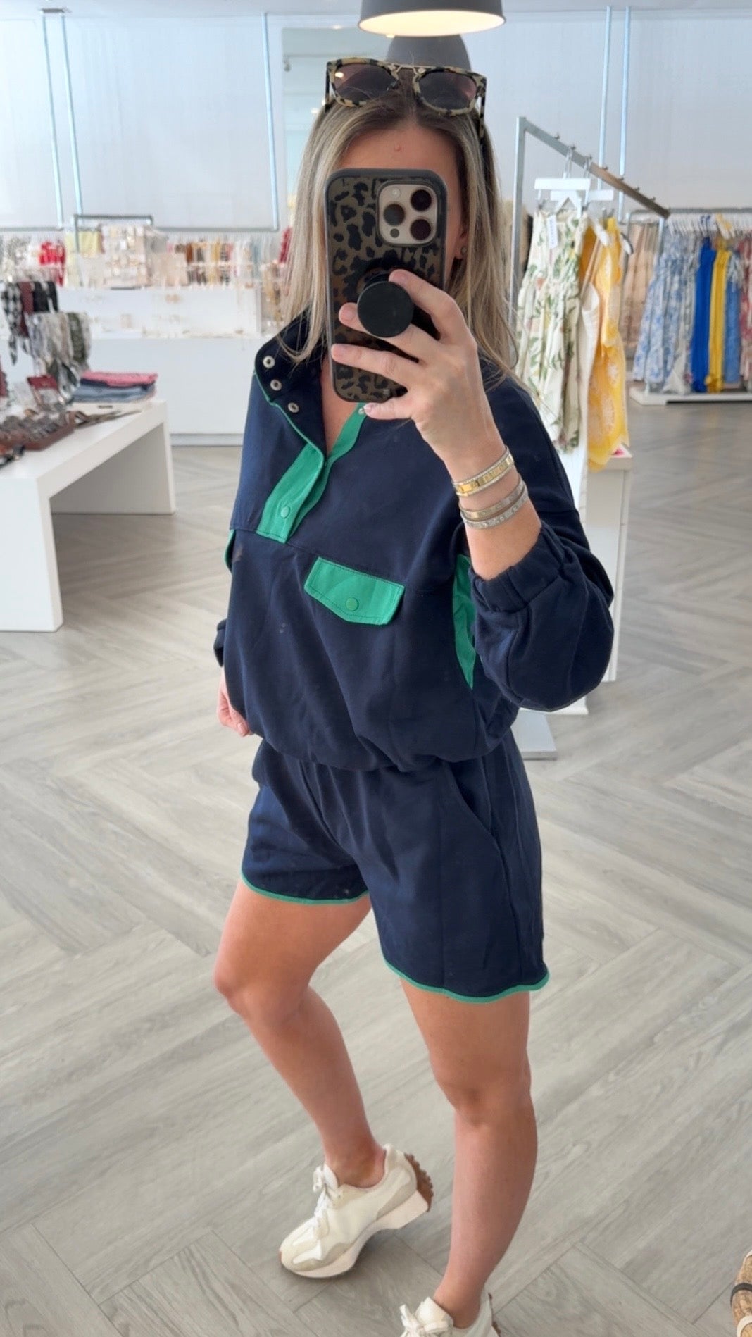 Blue Color Block Pullover & Shorts