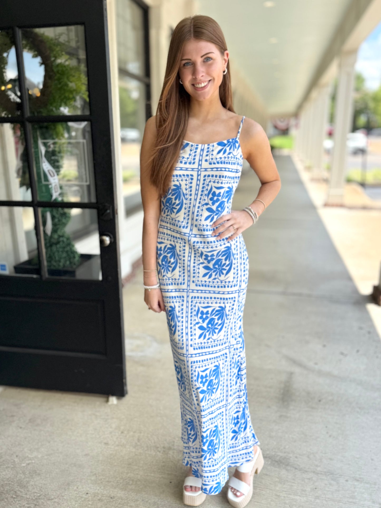 Blue Floral Tile Midi