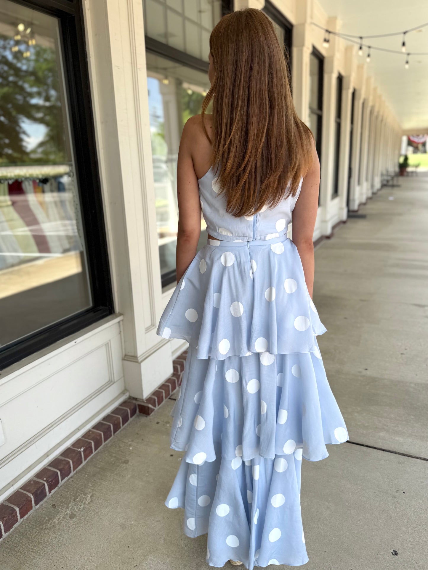 Bubble Dot Tiered Maxi Skirt