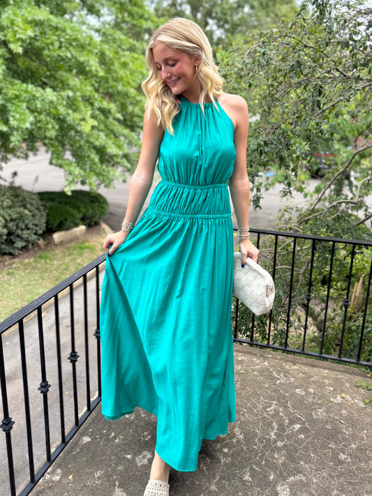 Teal Elastic Waist Maxi