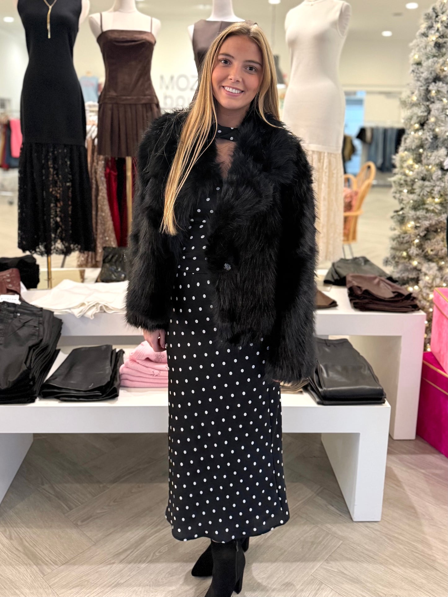 Polka Dot Mid Rise Maxi Skirt