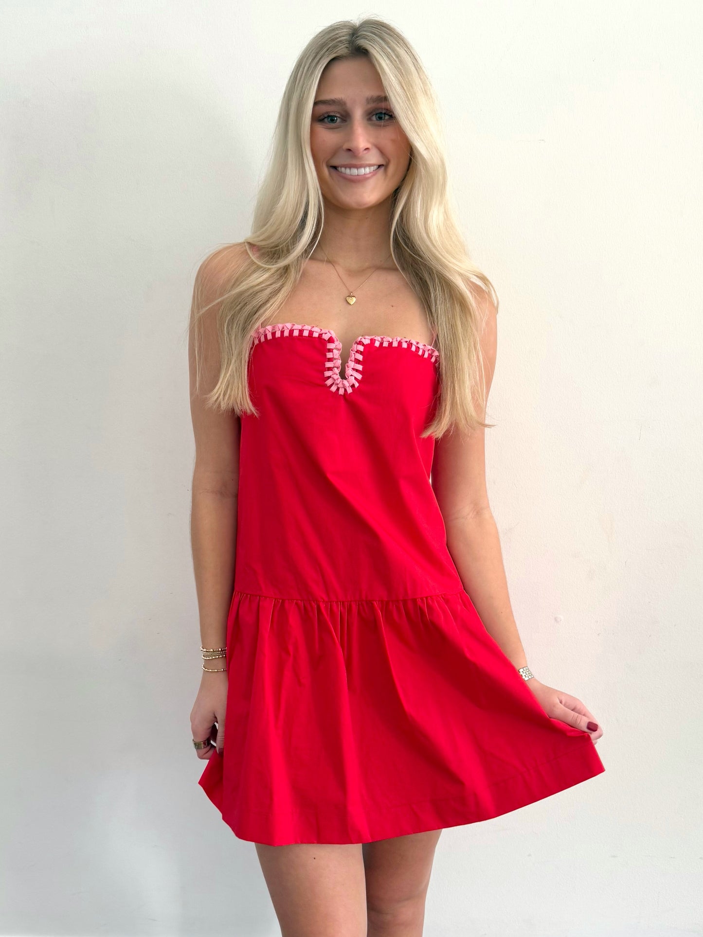 Red/Pink Drop Waist Mini