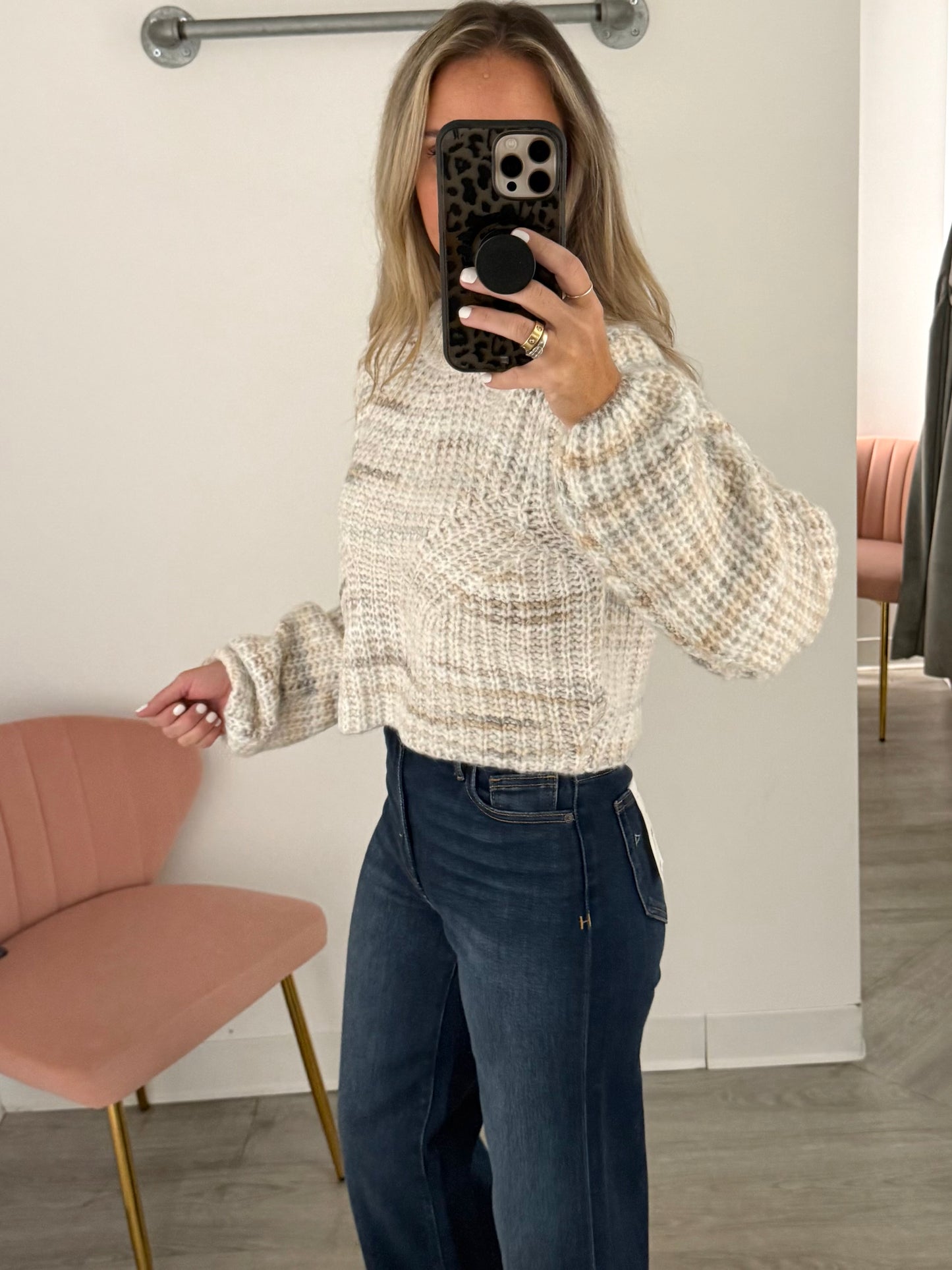 Cream Pastel Woven Sweater