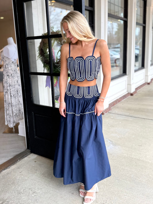 Navy White Max Top