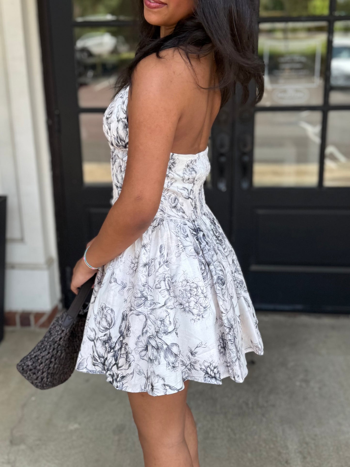 White/Black Smocking Fit Mini