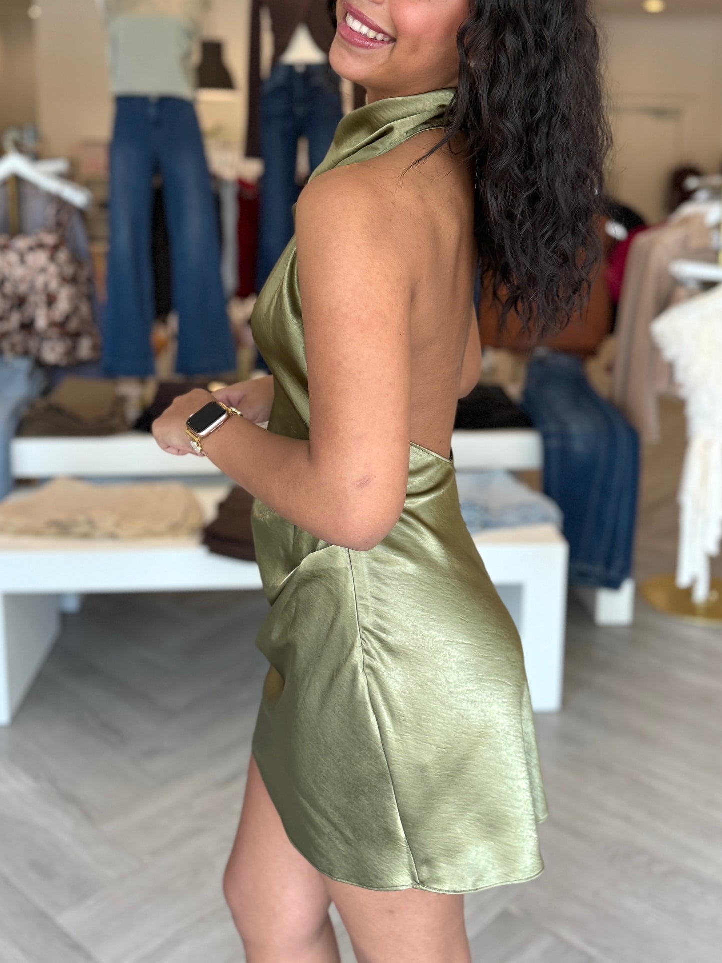 Olive Open Back Halter