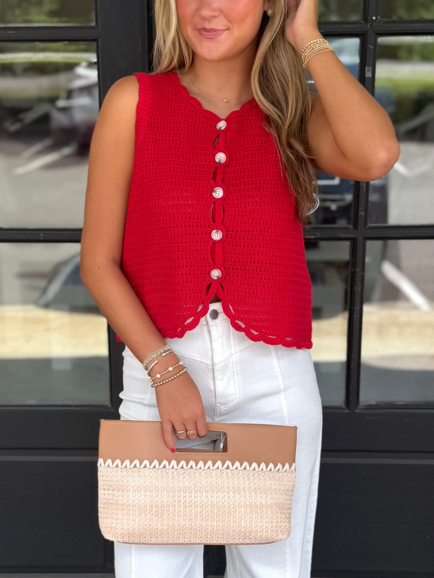 Red Crochet Sleeveless Top