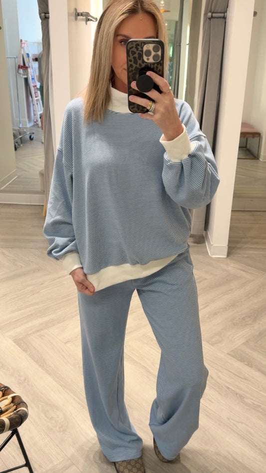 Blue Stripe Lounge Top