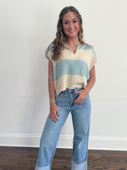 Pastel Mint Stripe Top