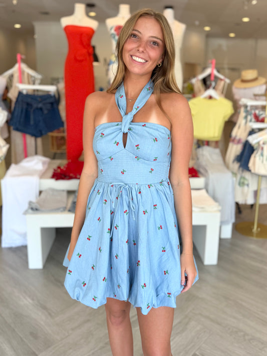 Cherry Denim Bubble Mini