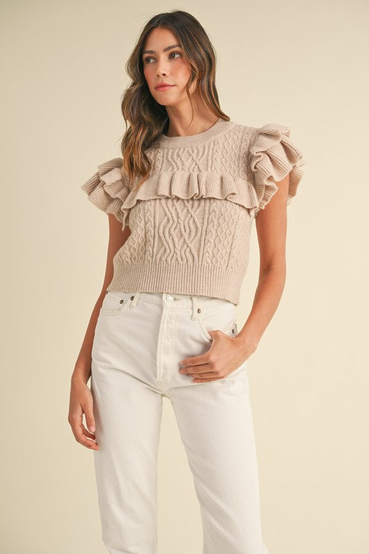 Ruffled Yoke Sweater (2 colors)