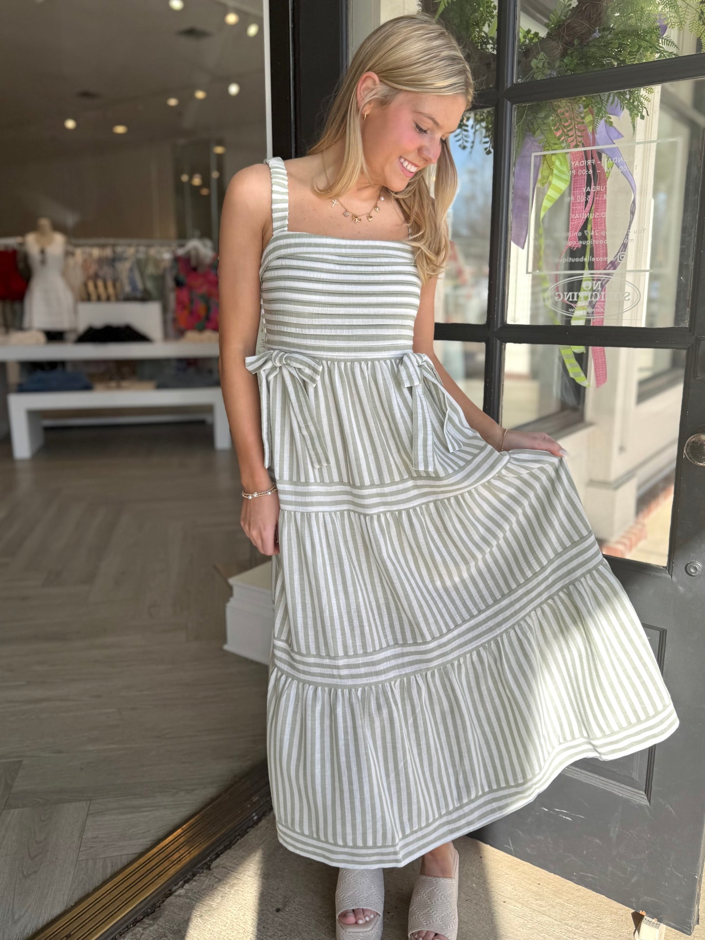 Stripe Tie Detail Midi (2 colors)