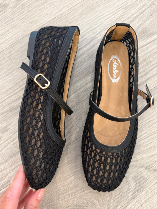 Black Lace Woven Mary Jane