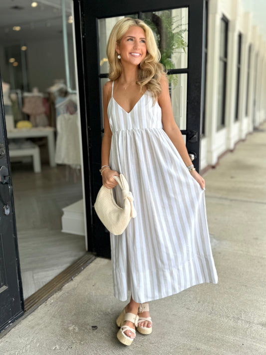 Melange Grey Stripe Dress