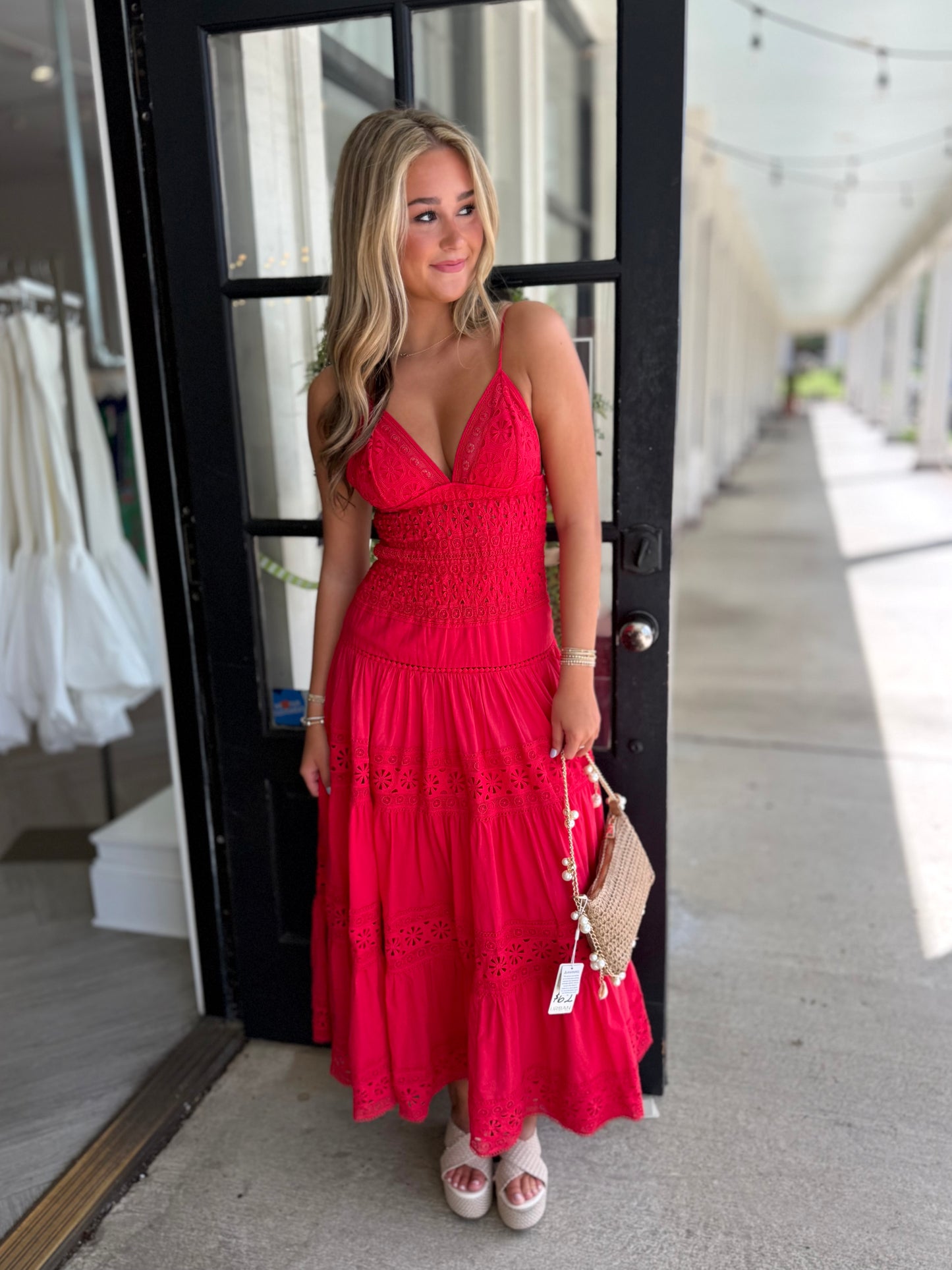 Floral Embossed Lace Midi