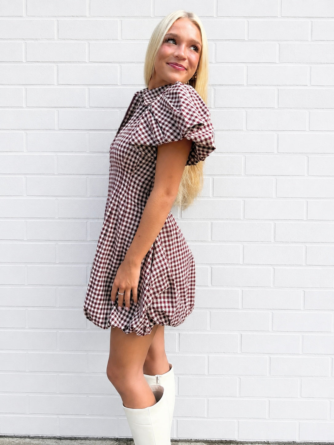 Burgundy Zip Bubble Dress