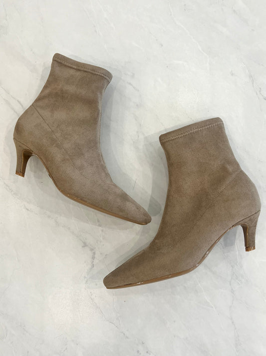 Oat Suede Kitten Heel Bootie