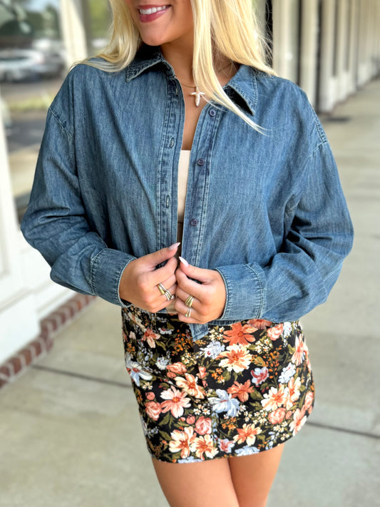 Short Body Denim Shirt