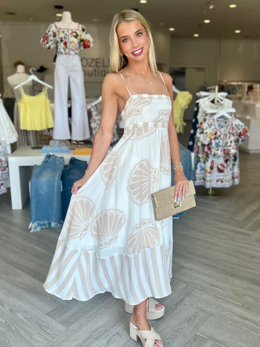 Taupe Seashell Midi Dress