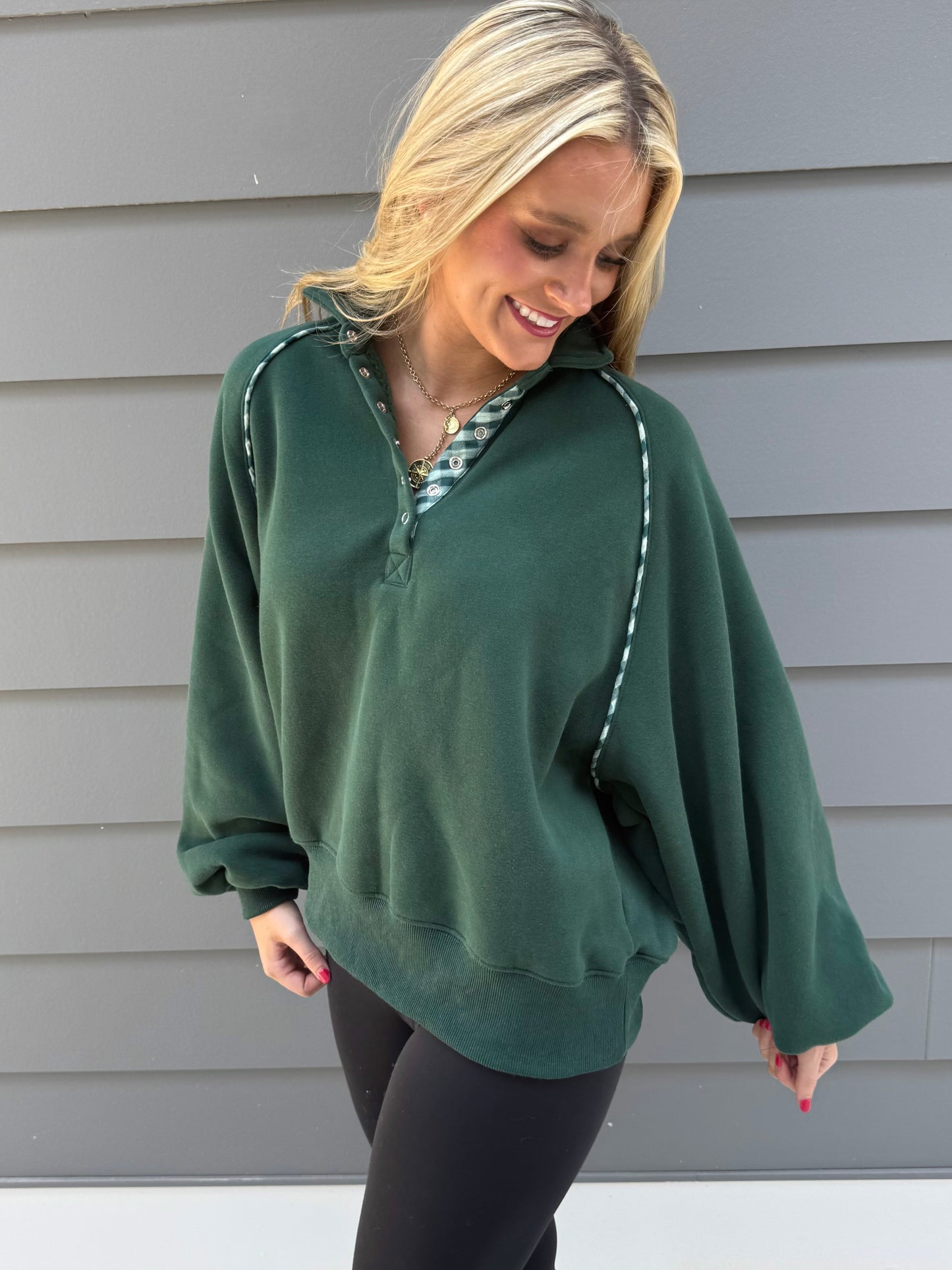 Green Gingham Piper Snap
