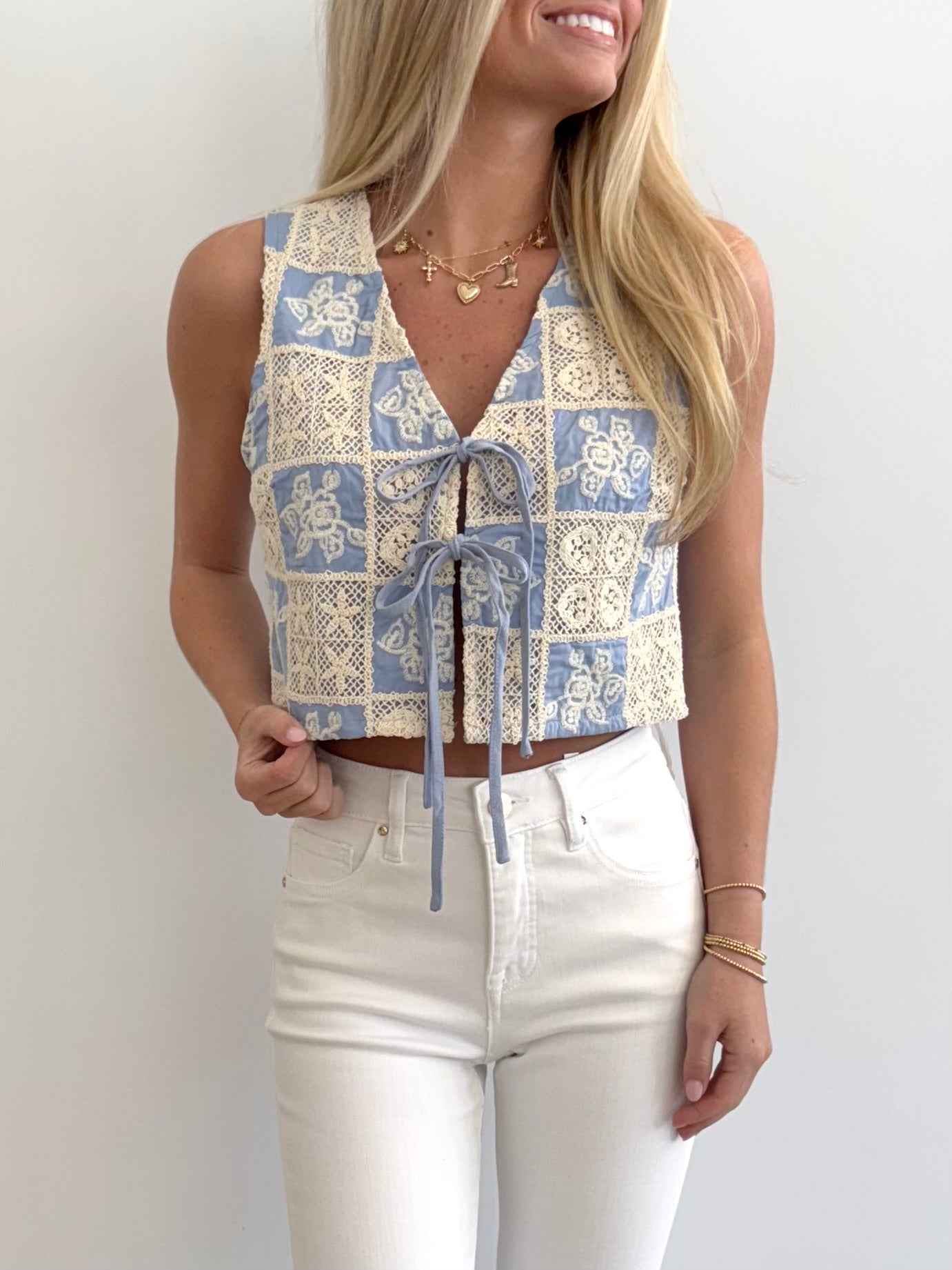 Sea Breeze Blue Bow Vest