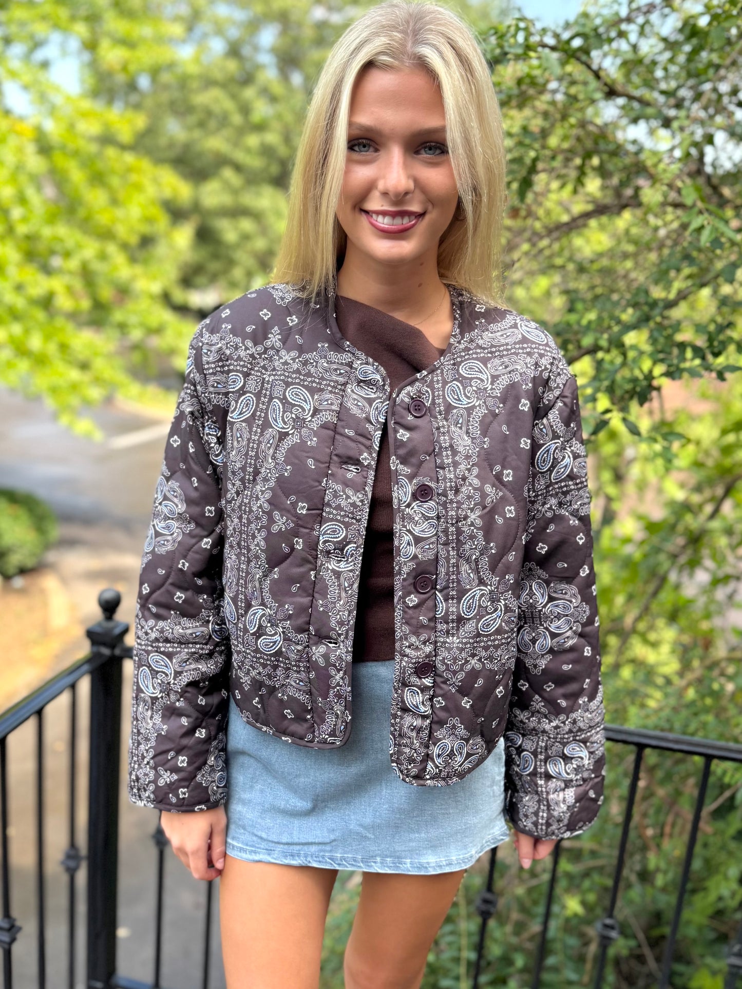 Chocolate Paisley Quilted Jacket