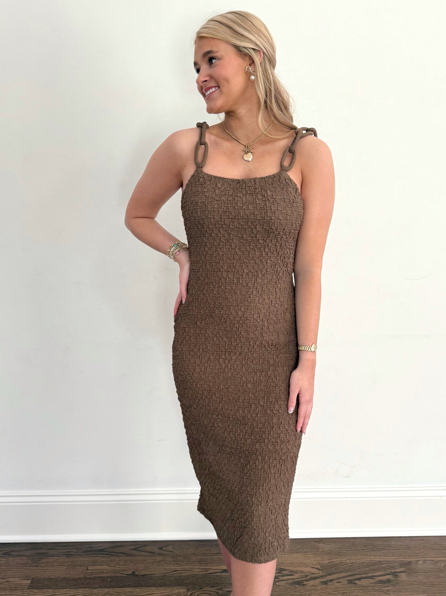 Brown Chain Strap Dress