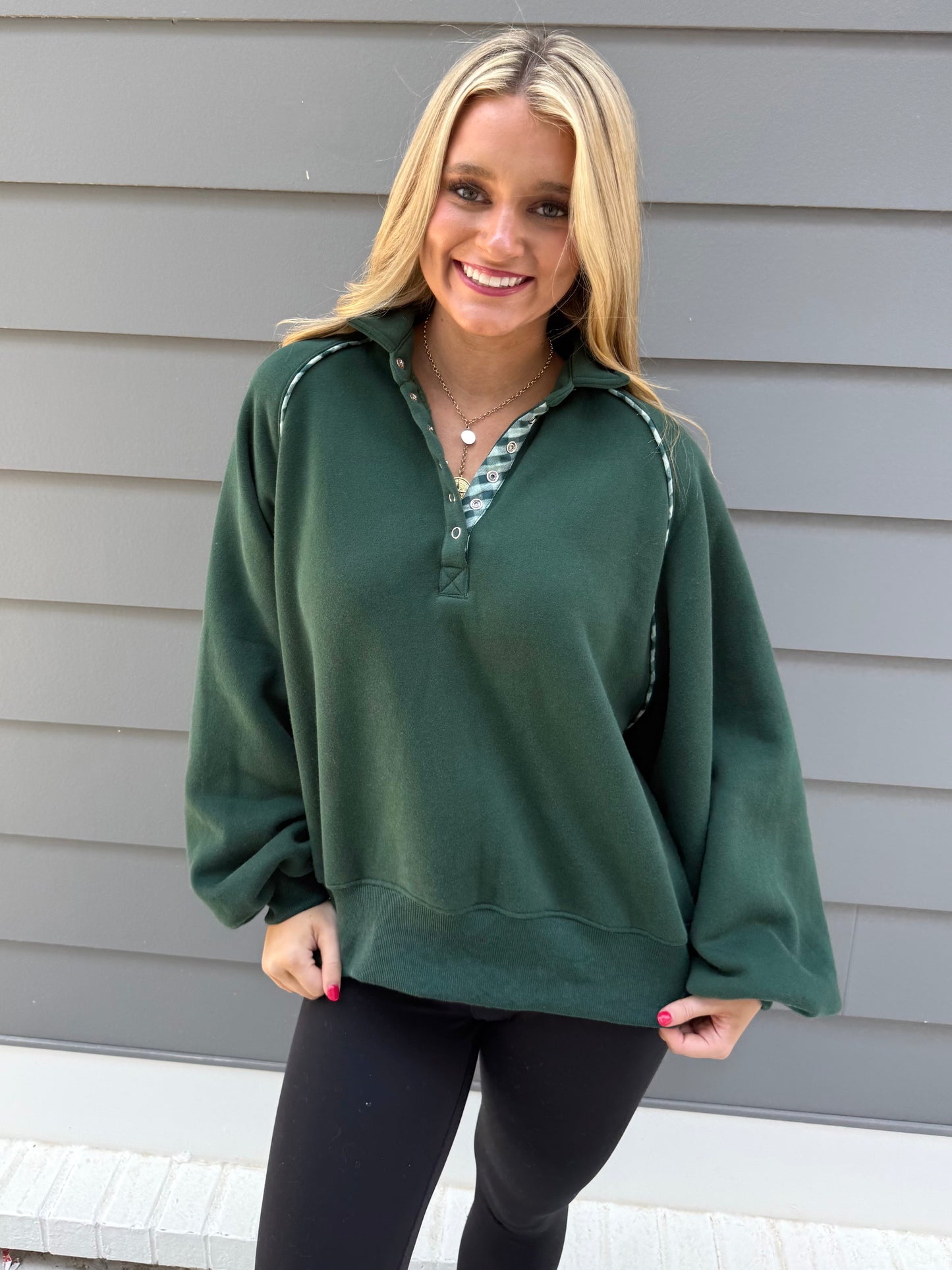Green Gingham Piper Snap