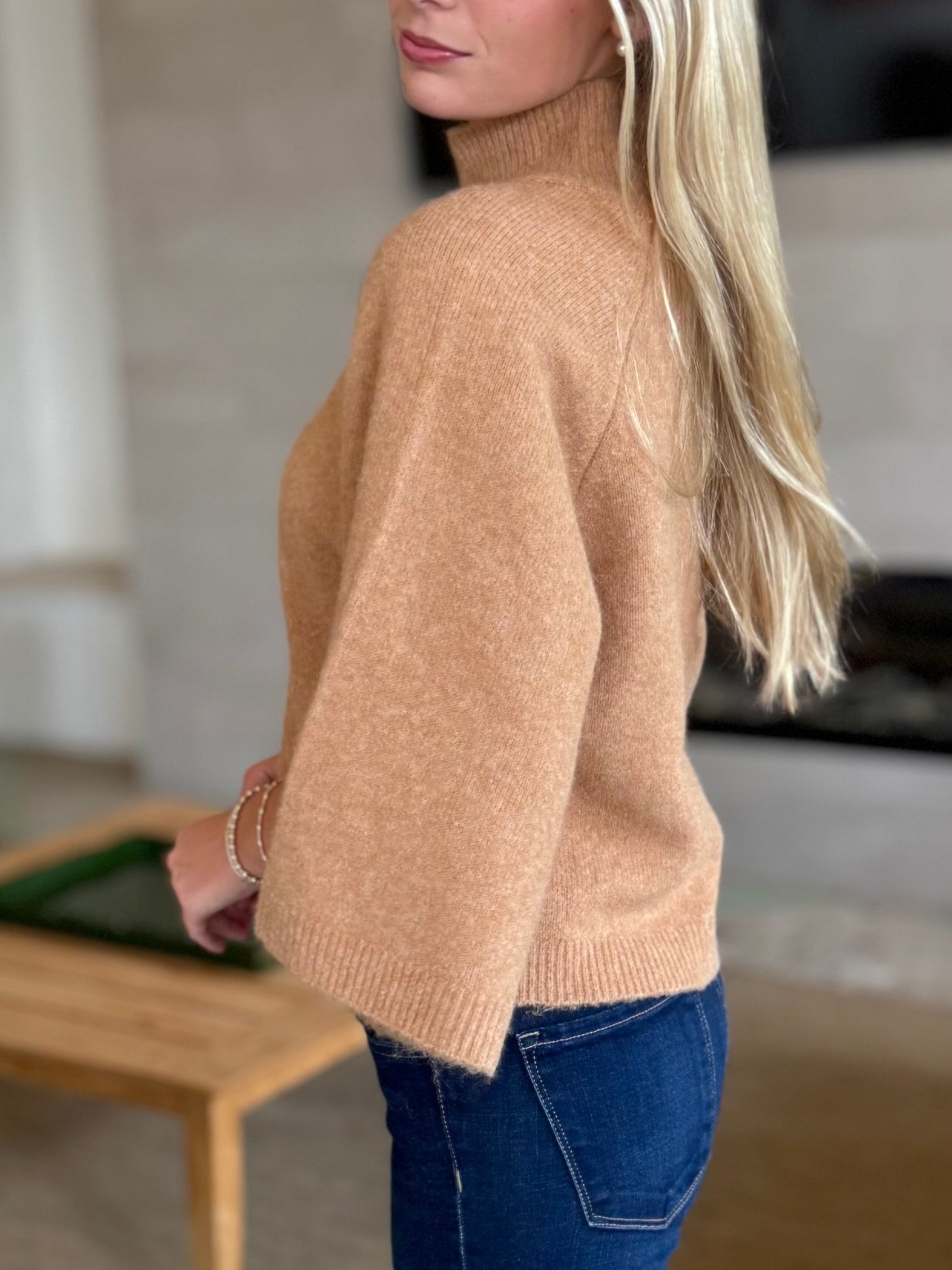 Camel 3/4 Sleeve Sweater