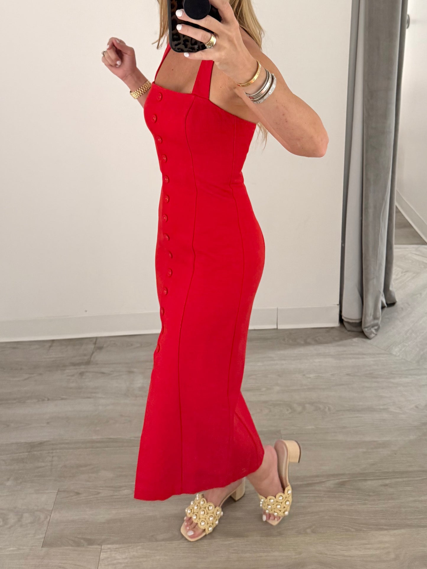 Red Halter Neck Midi