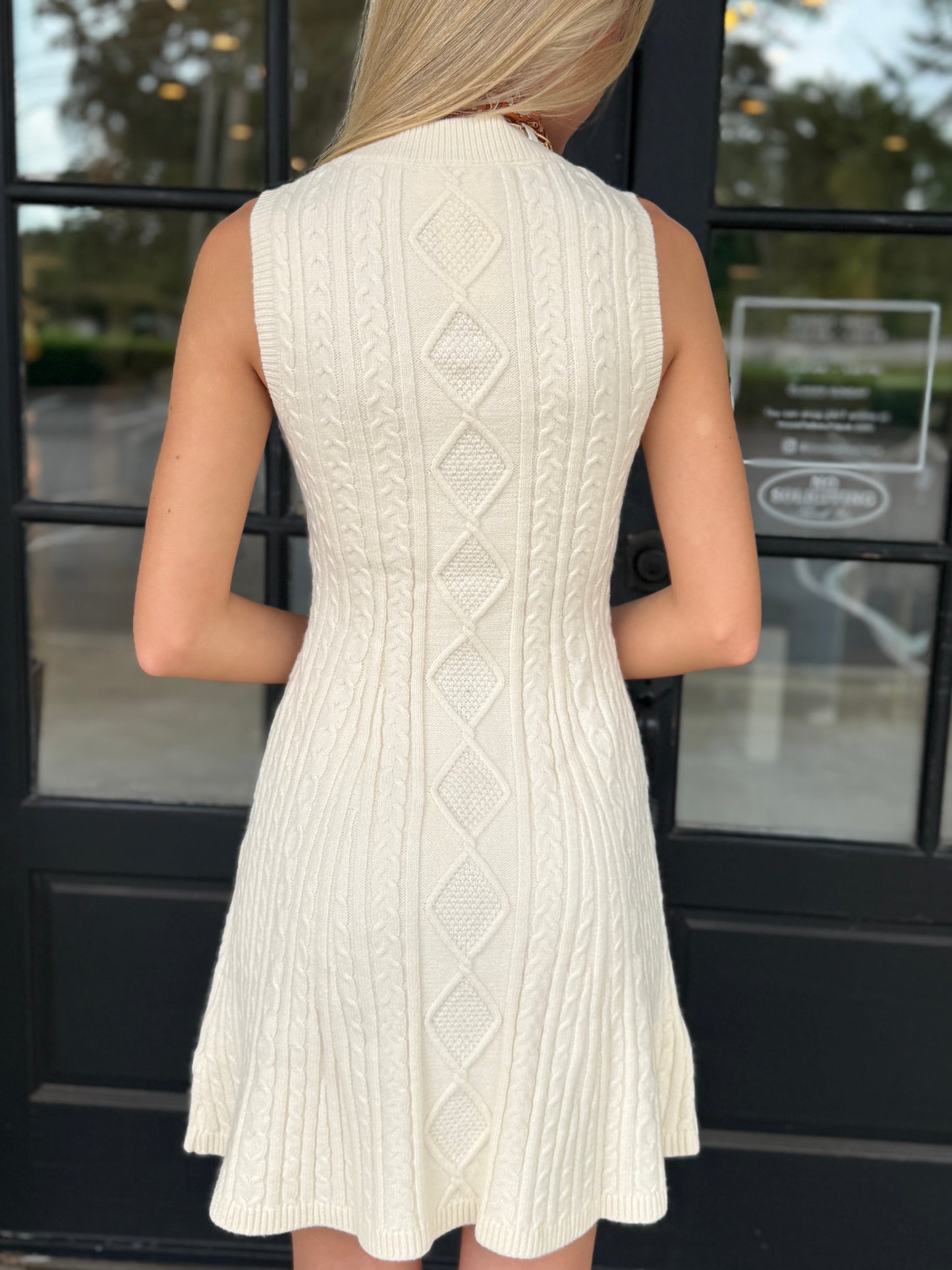 Cream Cable Knit Sweater Dress