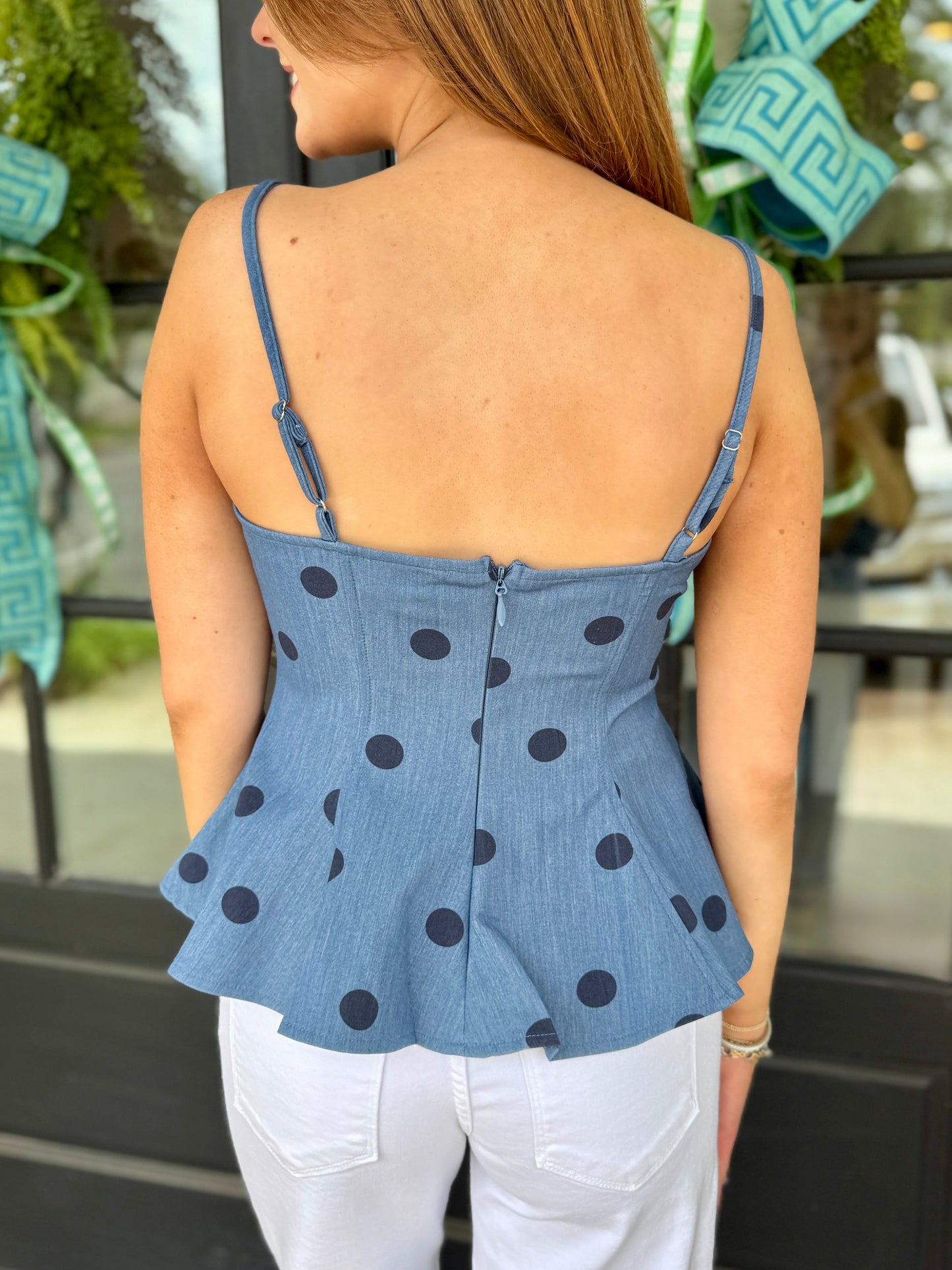 Denim Blue Polka Top