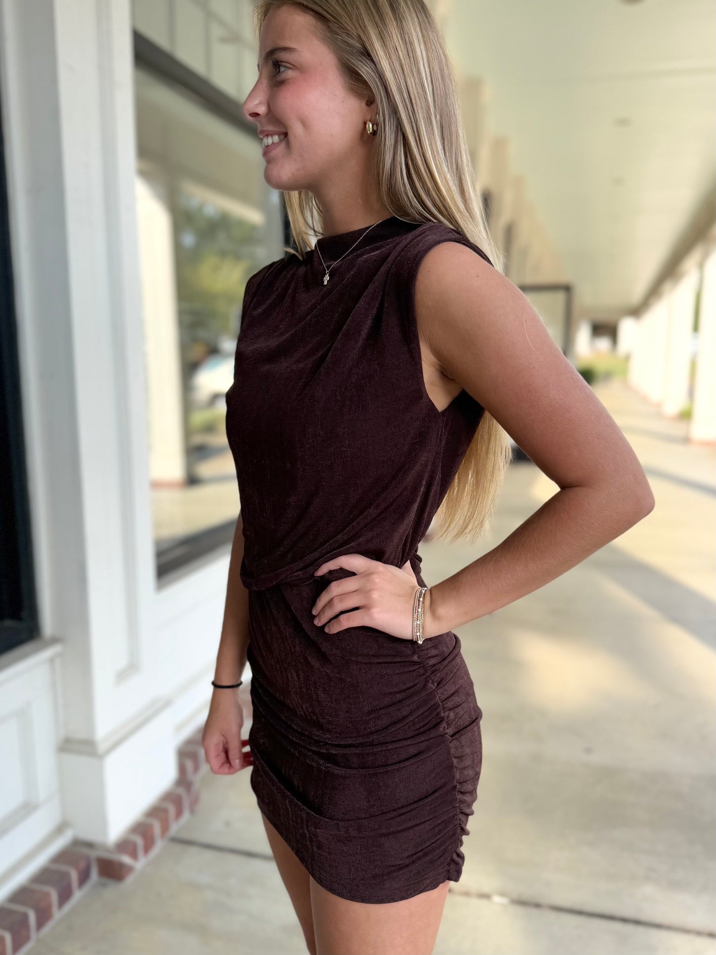 Brown Shimmer Knit Dress
