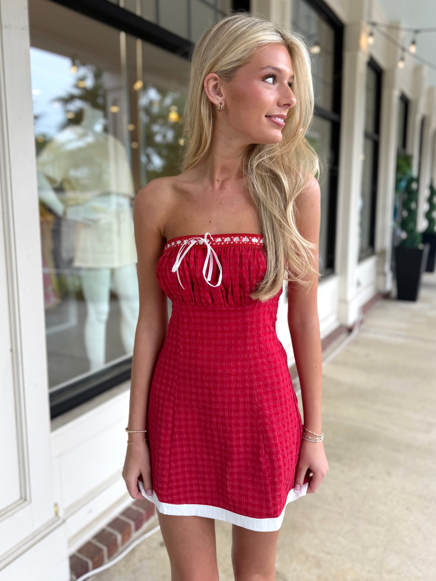 Strapless Ribbon Trim Mini