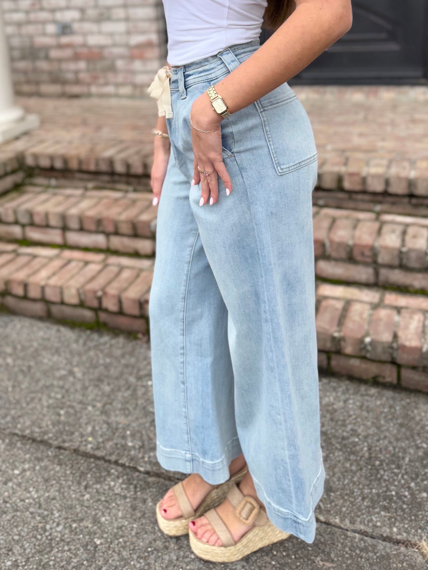 Denim Front Tie Pant