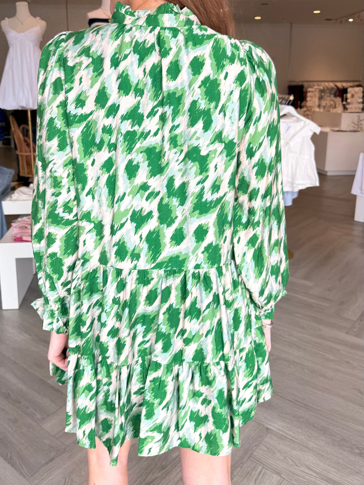 Green Swatch L/S Button Dress