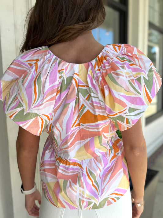 Tropical Poplin Top