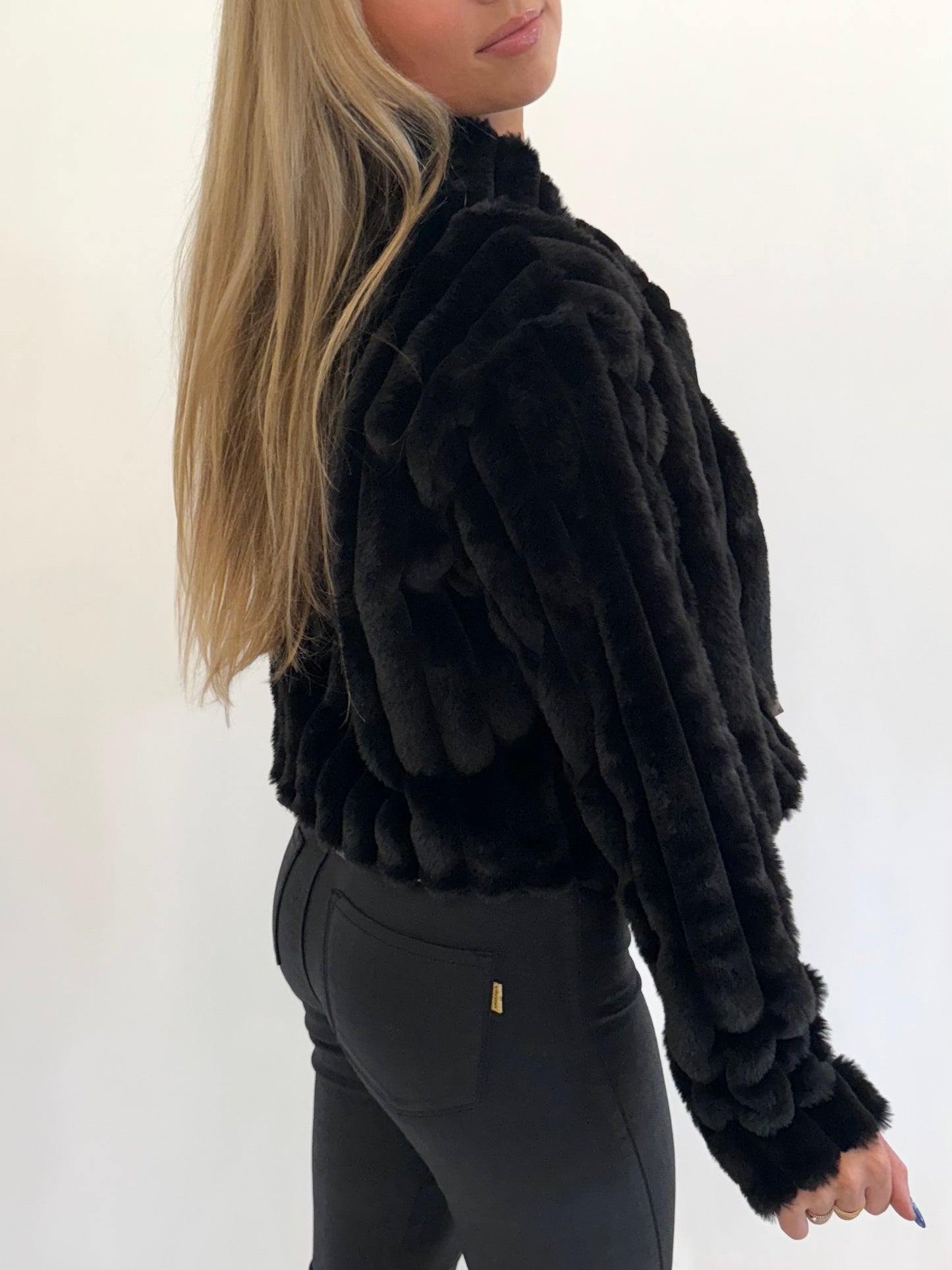 Black Crop Fur Jacket