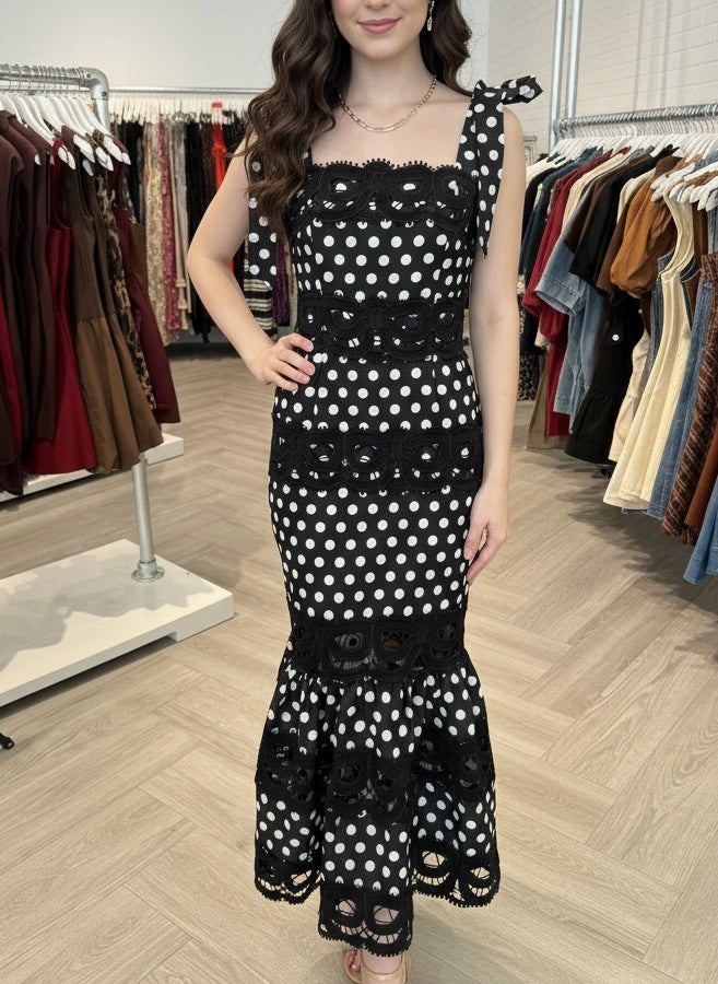 Black Tapestry Jacquard Midi Dress