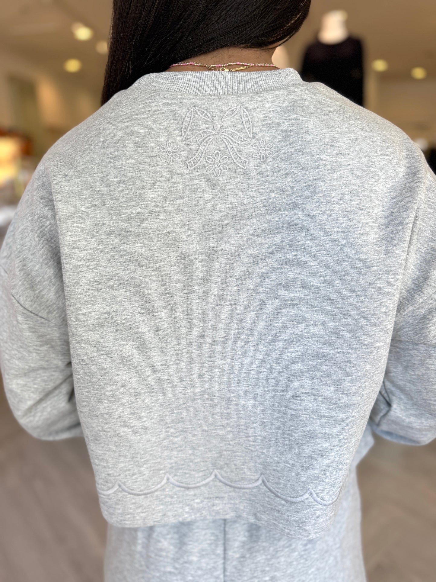 Grey Jersey Embr. Shorts