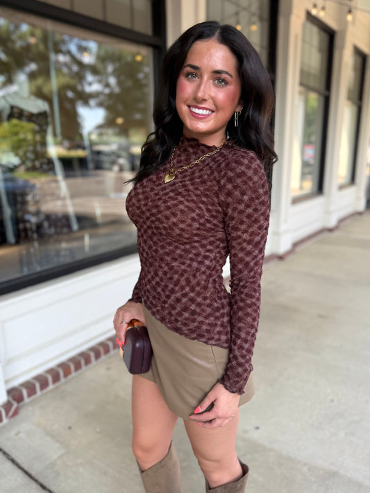 Mocha Faux Leather Skort