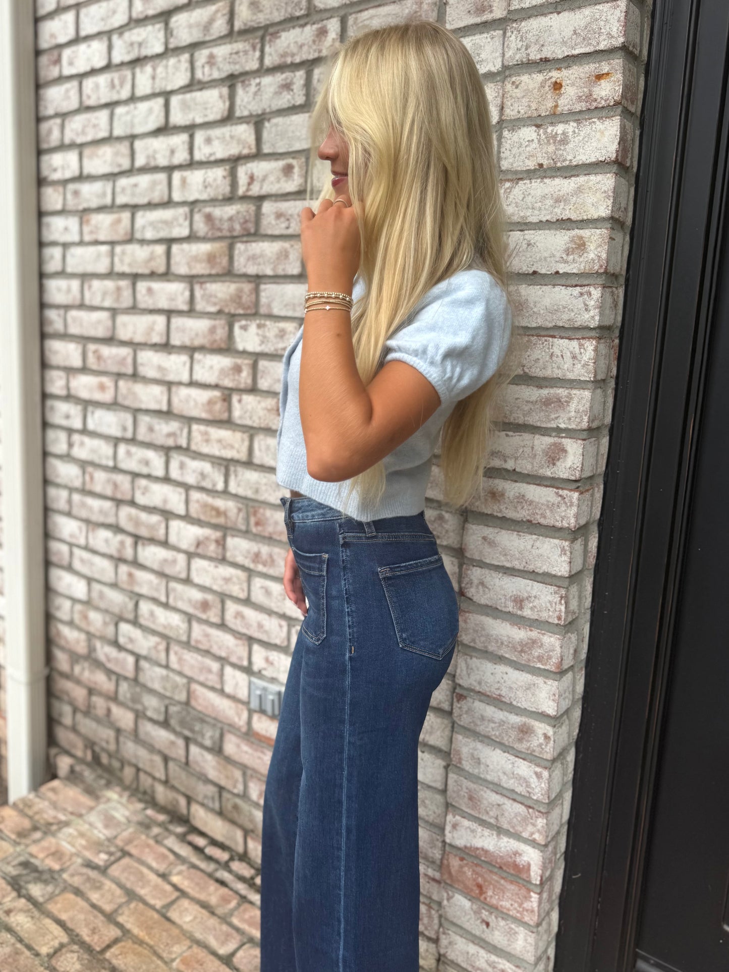 Baby Blue Button S/S Sweater