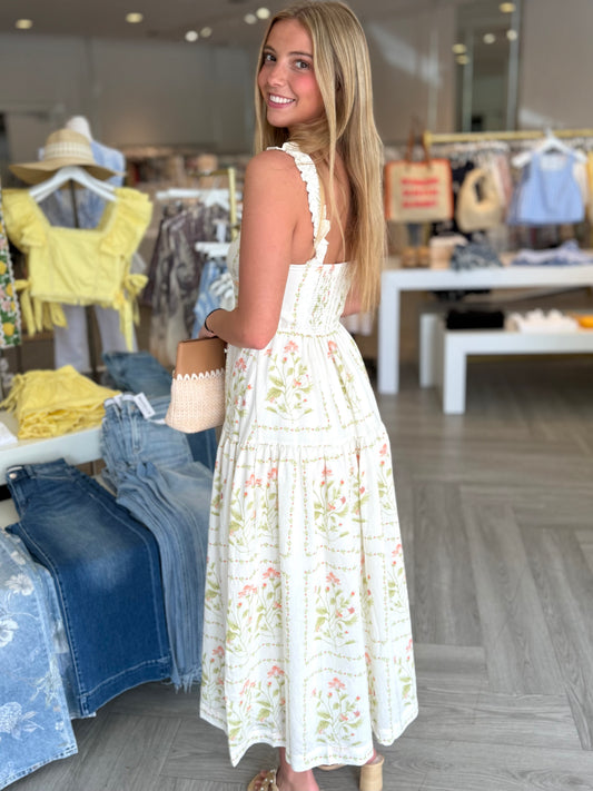 Floral Drop Waist Midi Dress