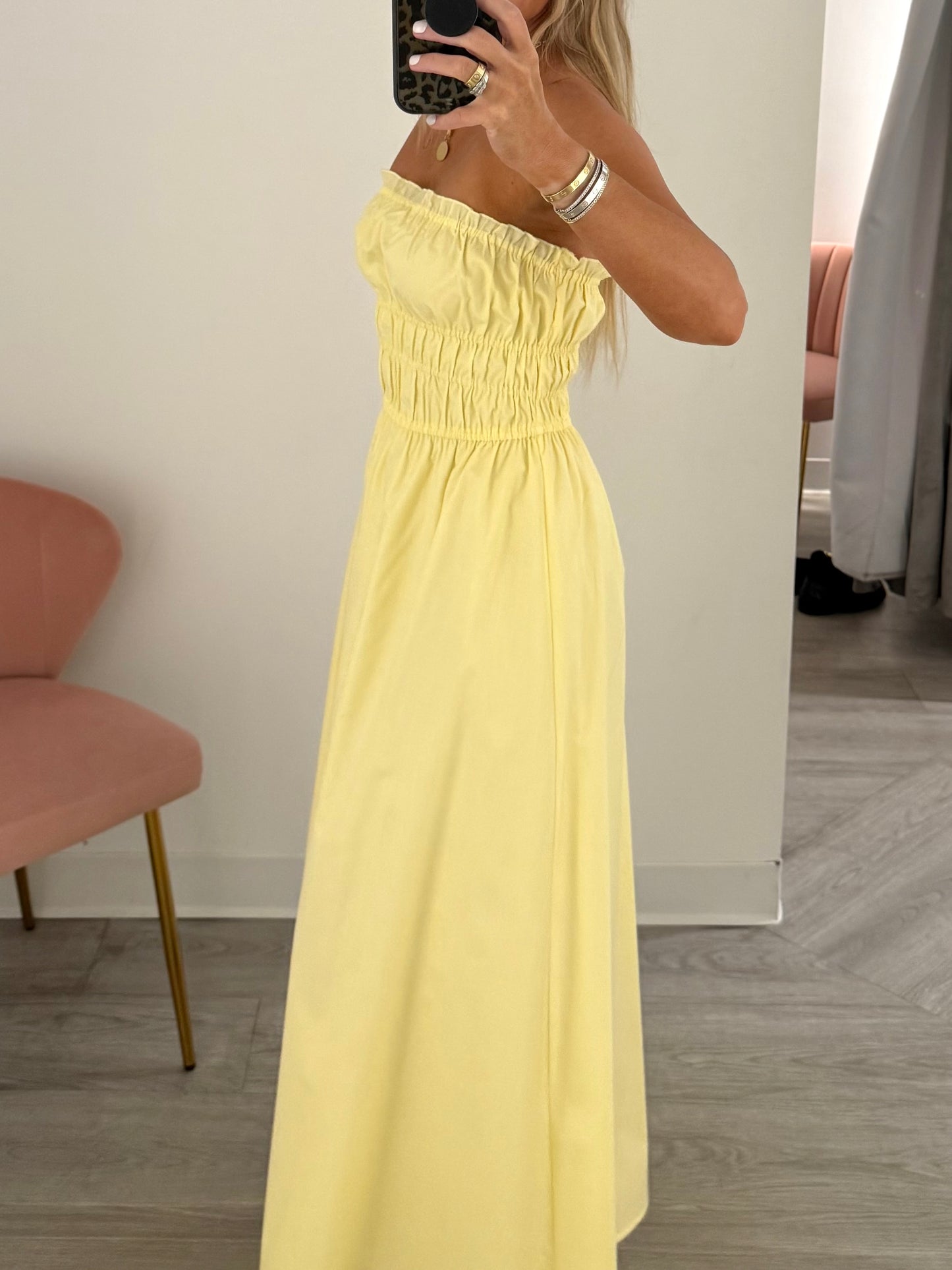 Lemon Poplin Tube Maxi