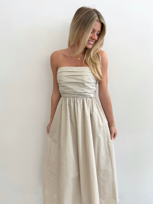 Taupe Tube Stripe Maxi