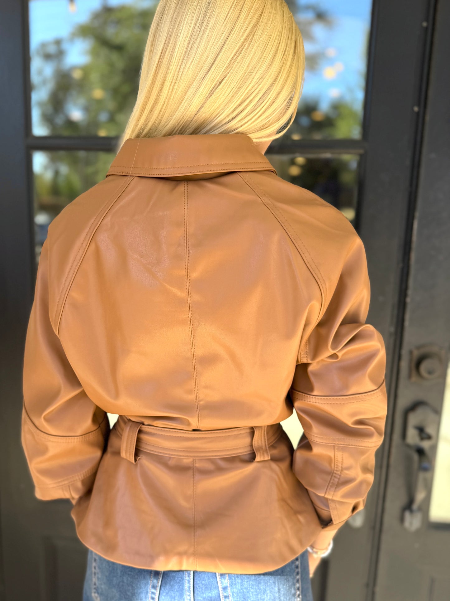 Leather Tie Coat (2 colors)